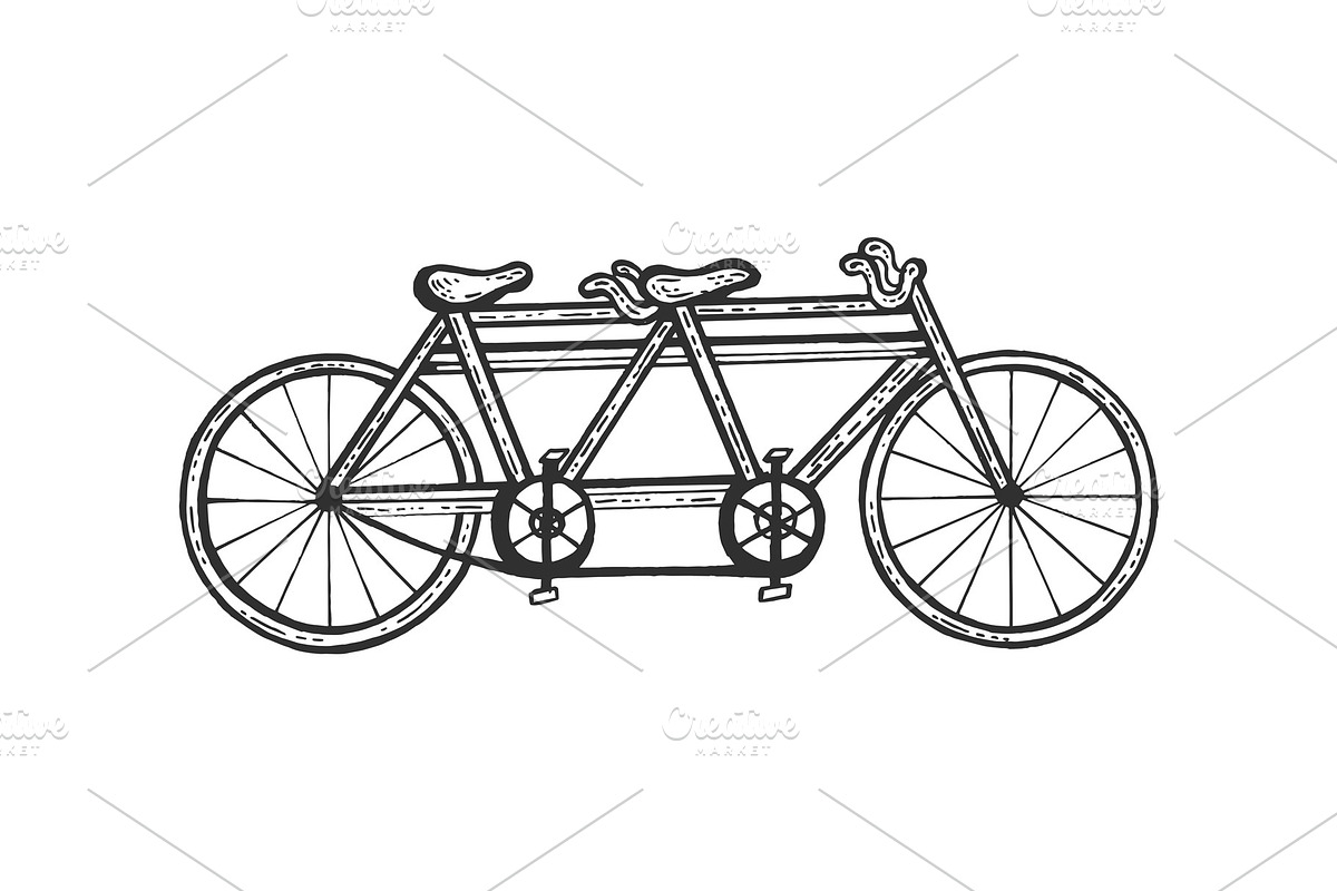 Bicycle tandem sketch engraving in Graphics - product preview 8