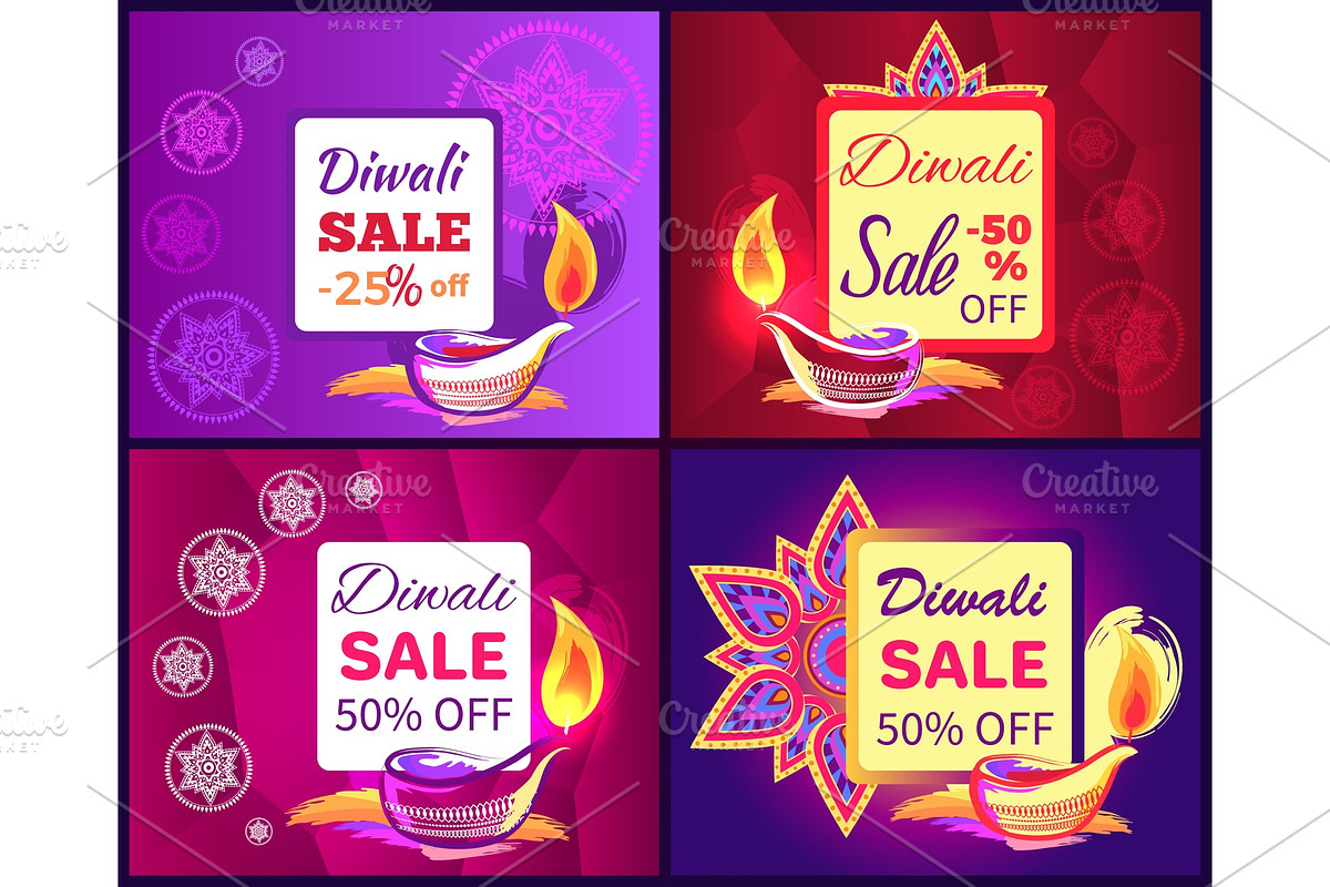 Diwali Sale Set of Posters Vector in Objects - product preview 8