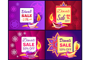Diwali Sale Set of Posters Vector
