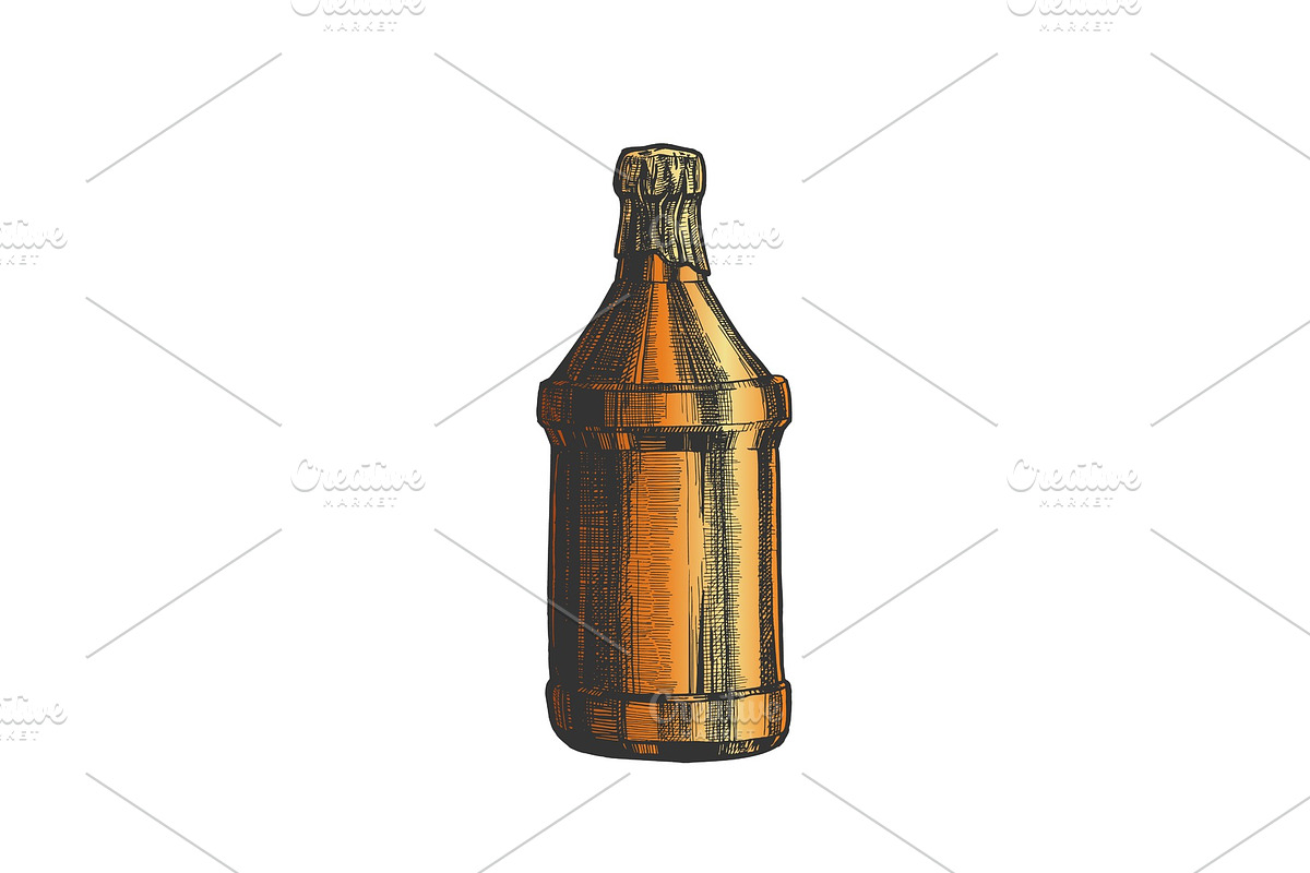 Hand Drawn Blank Beer Bottle Color in Textures - product preview 8