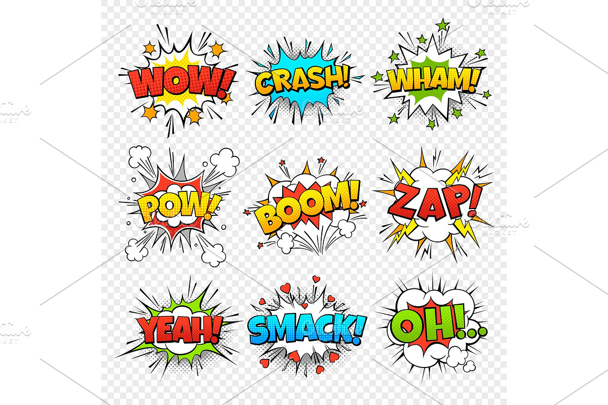 Comic bubbles. Funny comics words in in Textures - product preview 8