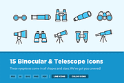 15 Binocular Telescope Icons