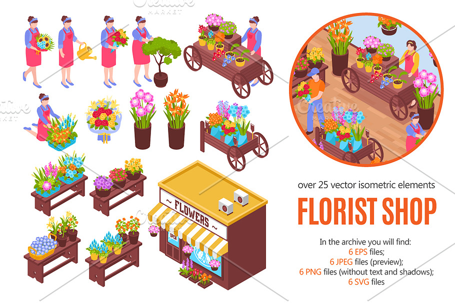 Florist Shop Isometric in Illustrations - product preview 8