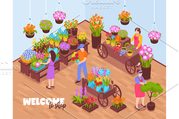 Florist Shop Isometric in Illustrations - product preview 1
