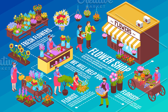 Florist Shop Isometric in Illustrations - product preview 2