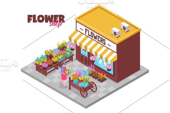 Florist Shop Isometric in Illustrations - product preview 4