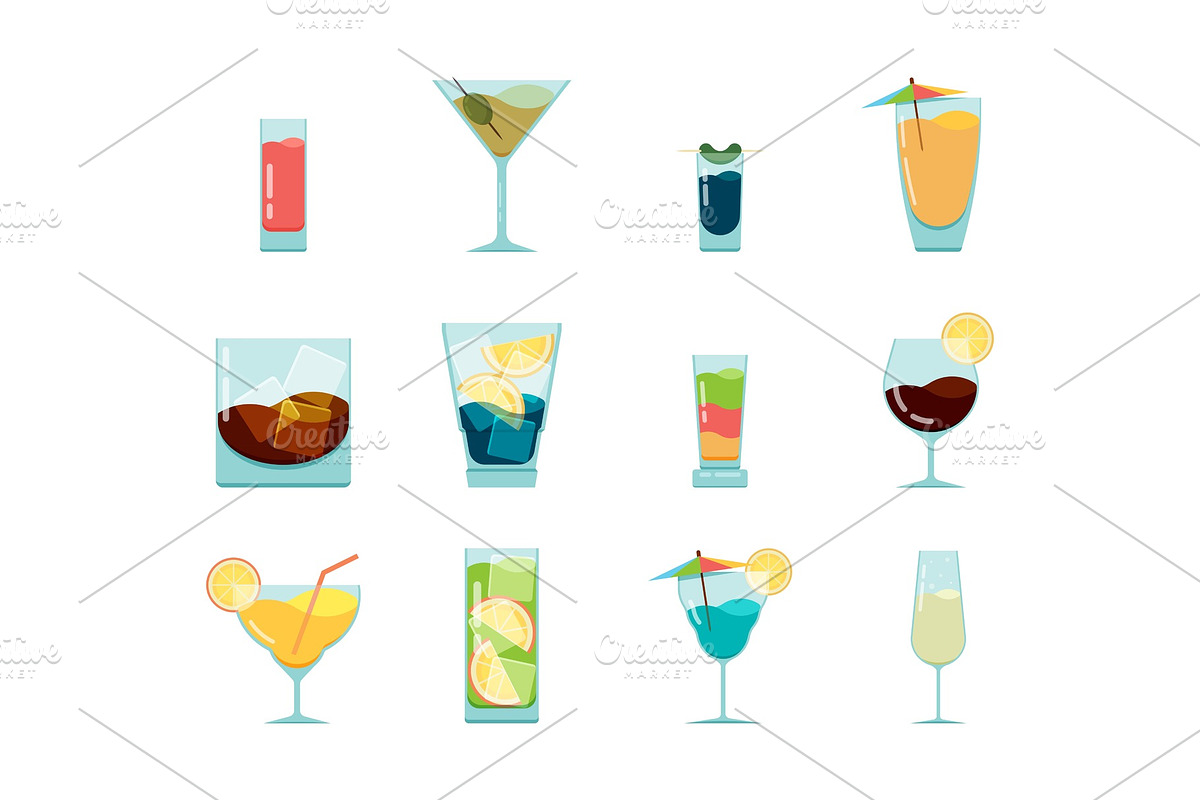 Cocktails flat icon. Alcoholic in Illustrations - product preview 8