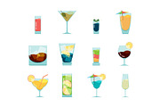 Cocktails flat icon. Alcoholic
