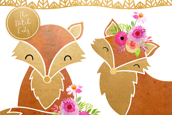 Fox & Forest Clipart Set in Illustrations - product preview 2