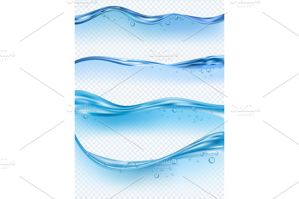 Wave realistic. Water splashes in Illustrations - product preview 8