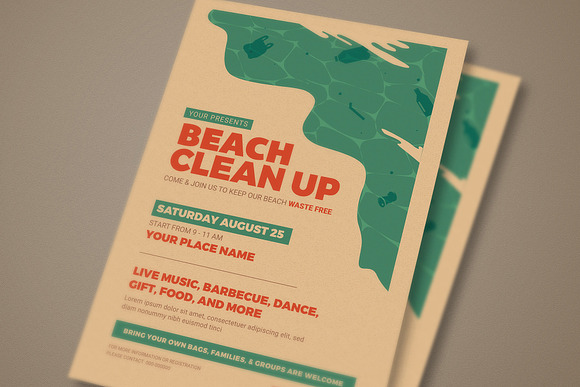 Beach Clean Up Event Flyer in Flyer Templates - product preview 1