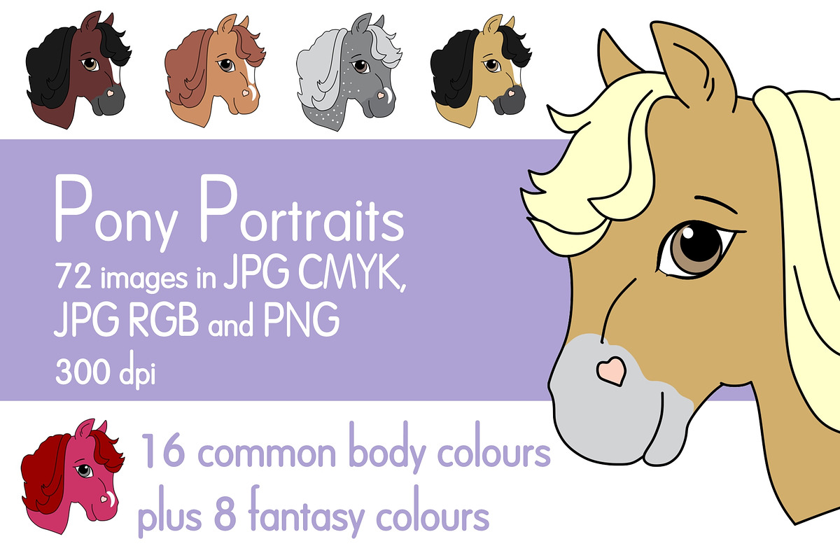 Pony Portraits Horse Clip Art in Illustrations - product preview 8