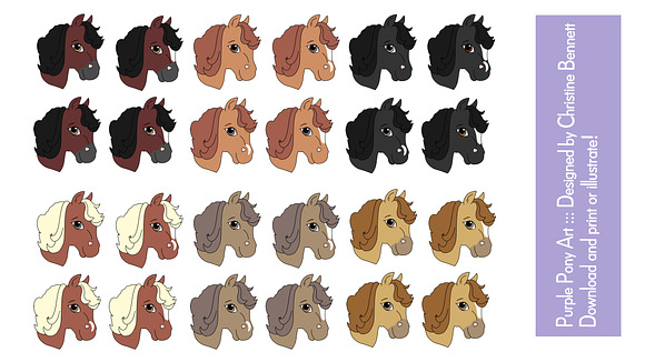 Pony Portraits Horse Clip Art in Illustrations - product preview 1