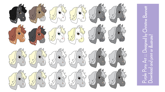 Pony Portraits Horse Clip Art in Illustrations - product preview 2
