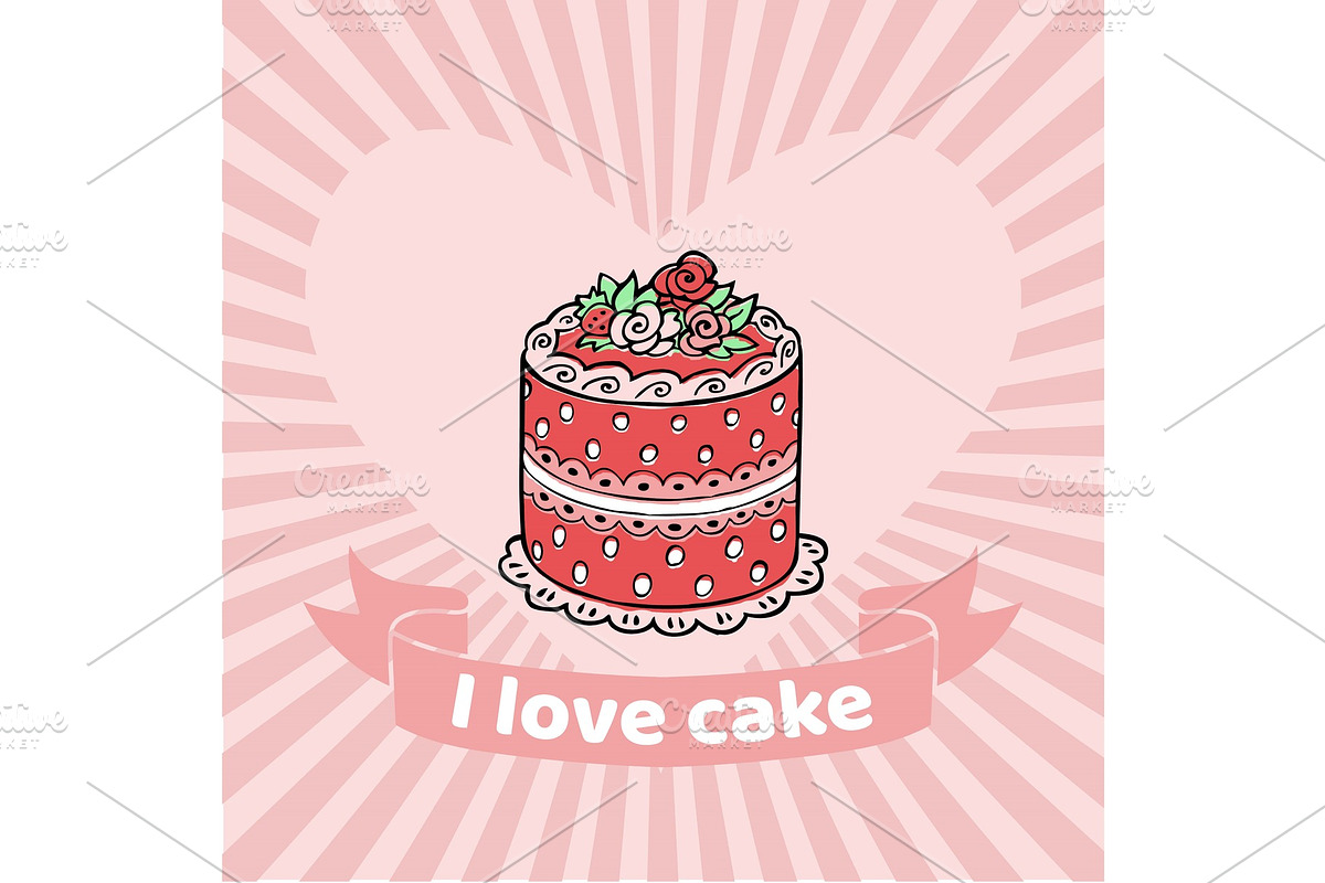I Love cake vector illustration in Objects - product preview 8