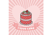 I Love cake vector illustration