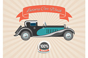 Retro vintage car with banner and
