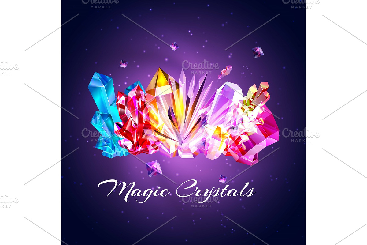 Colored crystals and gems vector in Objects - product preview 8