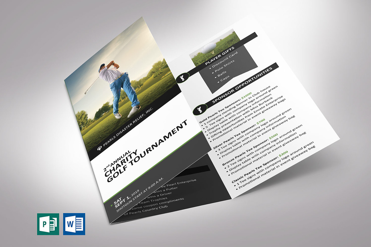 Golf Tournament Brochure Word in Invitation Templates - product preview 8