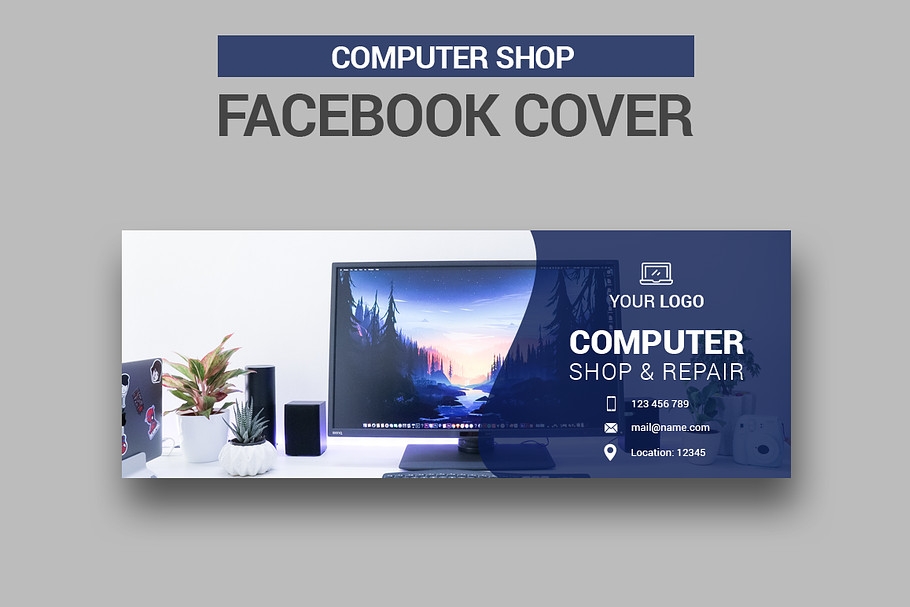 Computer Shop - Facebook Cover in Facebook Templates - product preview 8