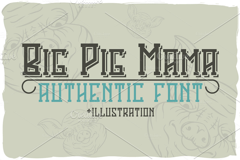 Big Pig Mama typeface + illustration in Display Fonts - product preview 8