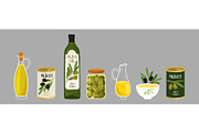 Olive products vector collection