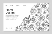 Floral landing page. Vector hand