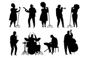 Black silhouette jazz musicians