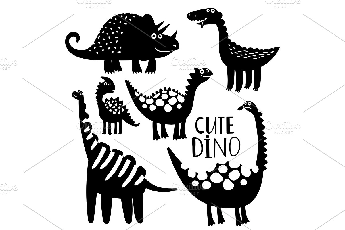 Black and white dinosaurus vector of in Graphics - product preview 8