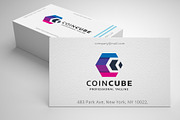 Coin Cube Letter C Logo