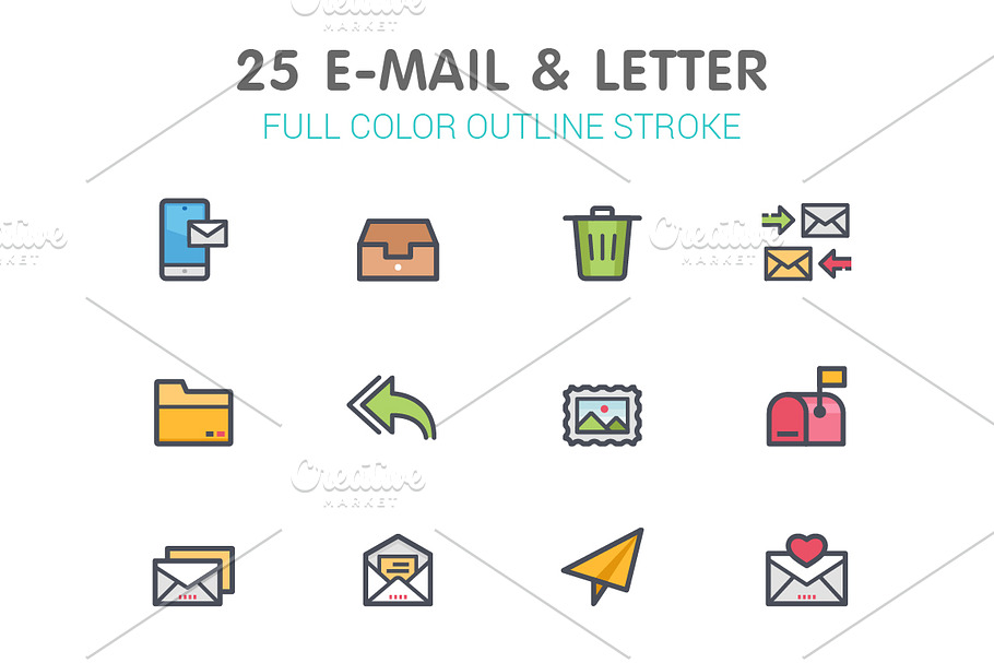 25 E-mail & Letter Color Icon in Contact Icons - product preview 8
