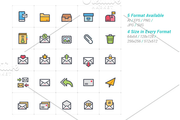 25 E-mail & Letter Color Icon in Contact Icons - product preview 1