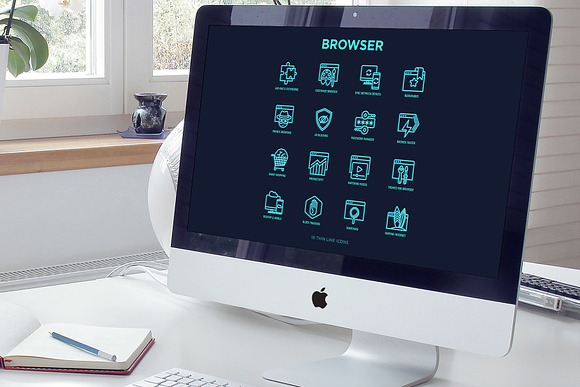 Browser Neon | 16 Thin Line Icons in Neon Icons - product preview 7