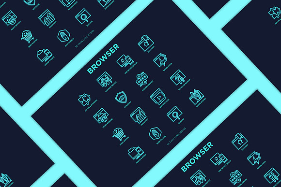 Browser Neon | 16 Thin Line Icons in Neon Icons - product preview 8