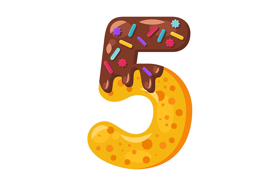 Donut cartoon five number in Add-Ons - product preview 8