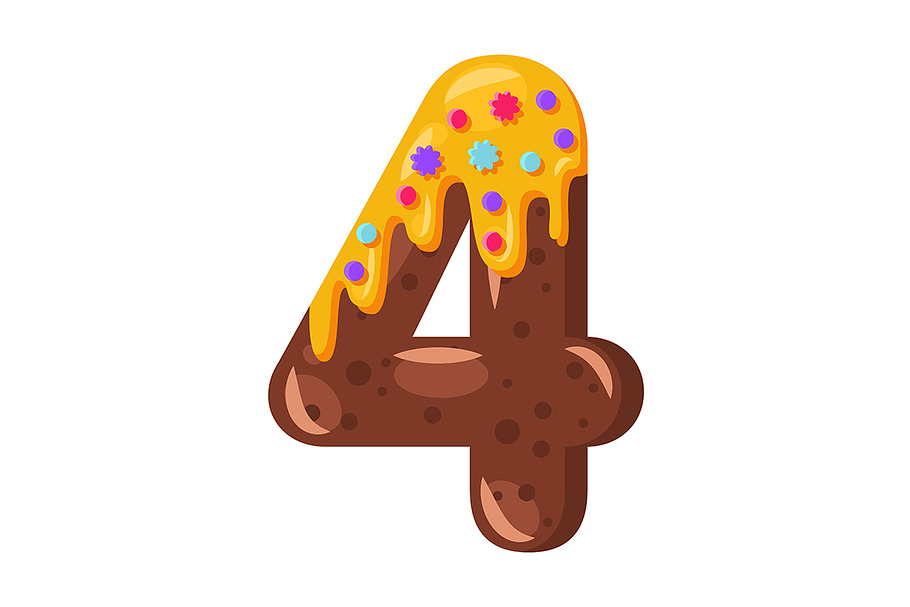Donut cartoon four number in Add-Ons - product preview 8