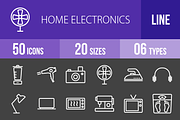 50 Electronics Line Inverted Icons