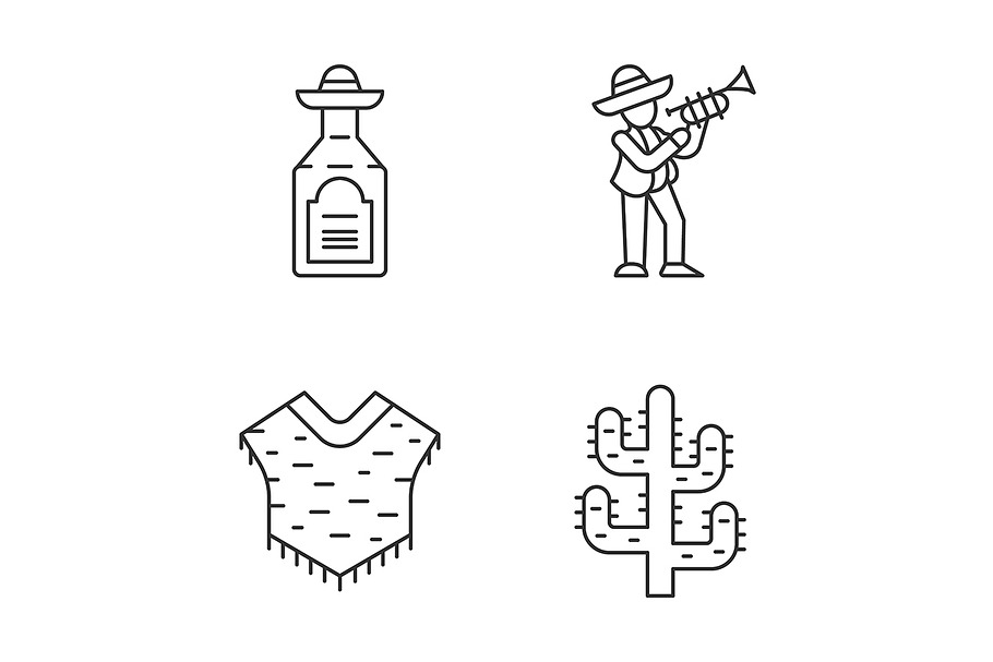 Mexican culture linear icons set in Icons - product preview 8
