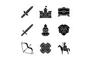 Medieval glyph icons set