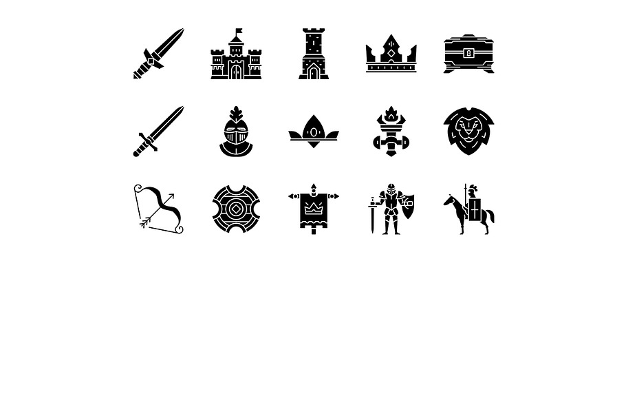 Medieval glyph icons set in Icons - product preview 8