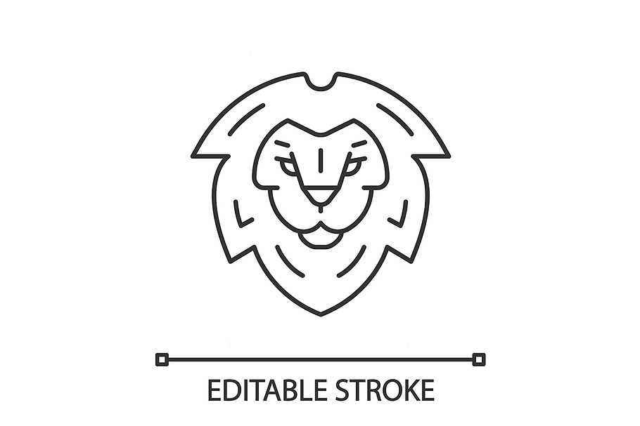 Lion head symbol linear icon in Icons - product preview 8