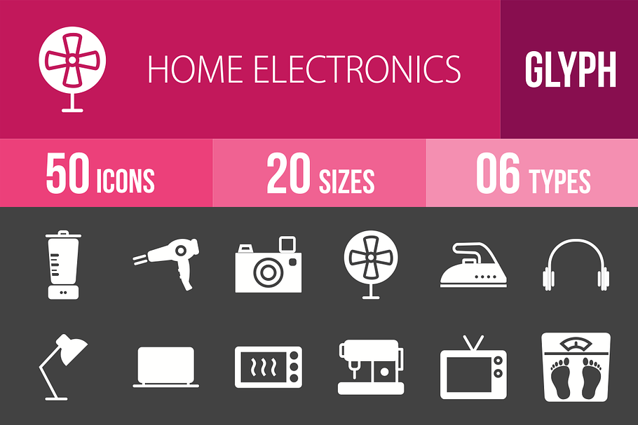 50 Home Electronics Glyph Inverted I