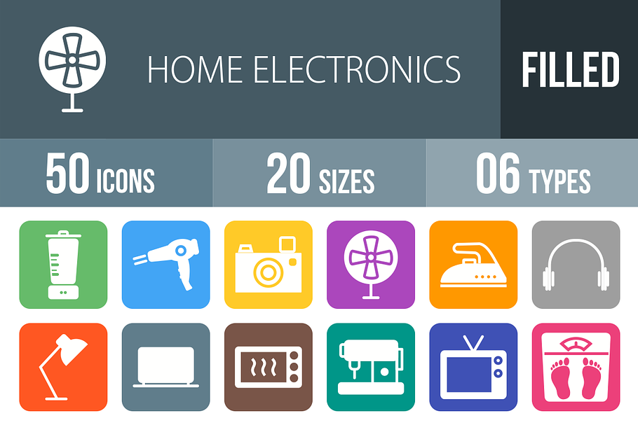 50 Electronics Round Corner Icons in Graphics - product preview 8