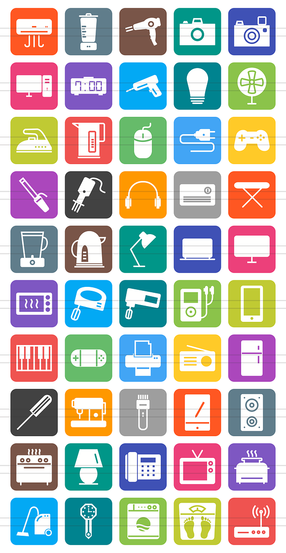 50 Electronics Round Corner Icons in Graphics - product preview 1