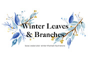 Winter Leaves & Branches Watercolor