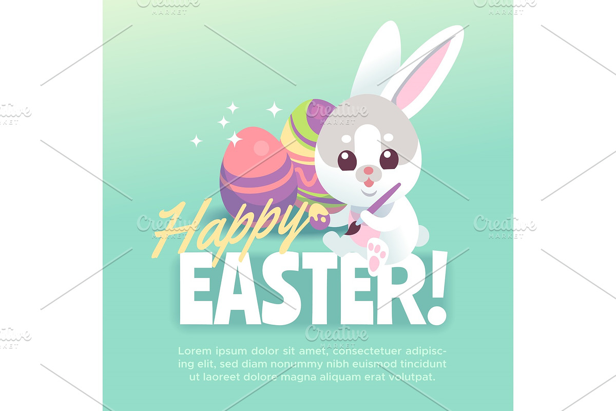 Happy easter bunny poster. Cute in Objects - product preview 8