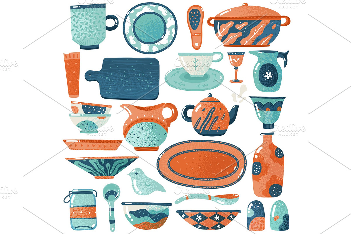 Ceramic crockery. Home kitchen in Objects - product preview 8
