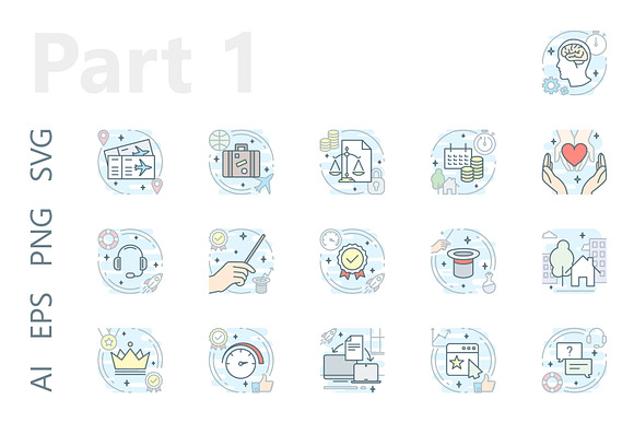 Social iconset (colored outline) in Icons - product preview 1