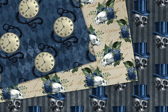 Blue Steampunk Digital Paper in Patterns - product preview 3