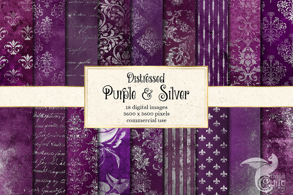 Distressed Purple & Silver in Textures - product preview 8